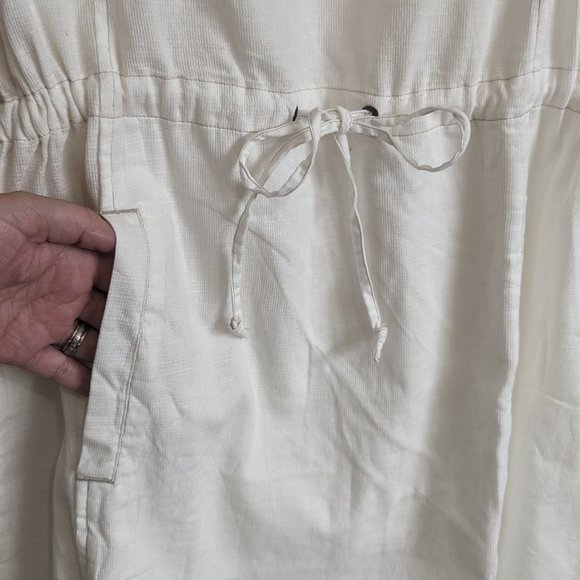 Royal Robbin’s White V-Neck Roll Sleeve Drawstring Waist Dress - Medium - Picture 8 of 13